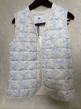 yllw Quilted Light Blue Floral Vest